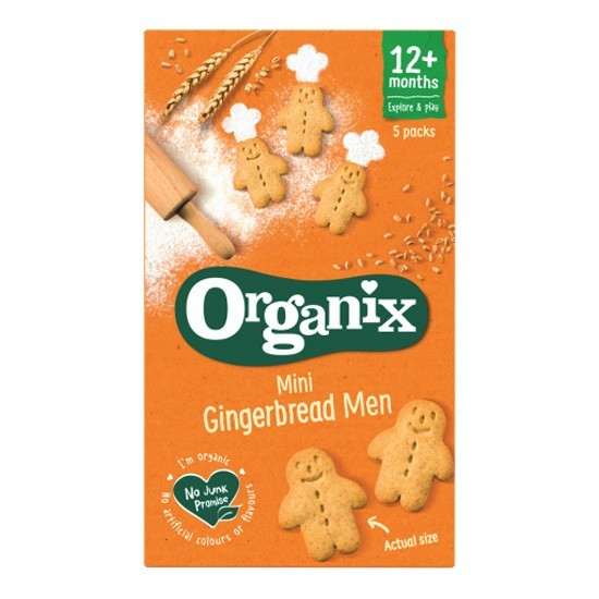 Organix Μπισκότα "Mini Gingerbread Men" με Χυμό Σταφυλιού & Τζίντζερ - από 12 μηνών