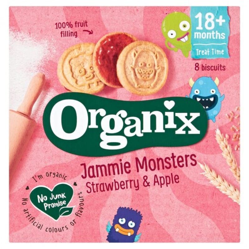 Organix Cookies "Jammie Monsters" with Strawberry & Apple Filling from 18 Months
